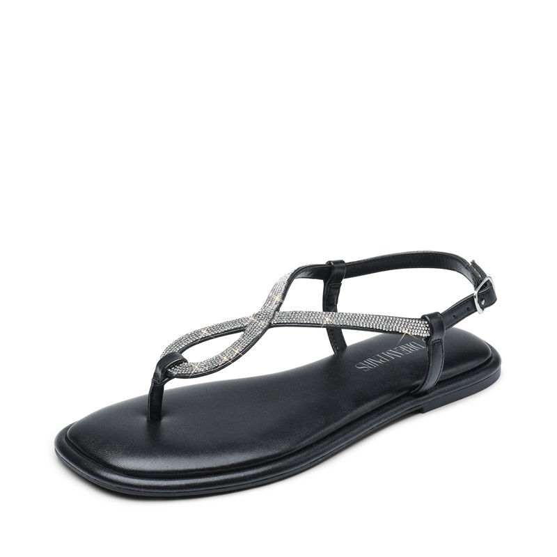 小物などお買い得な福袋 Rhinestone Flat Sandals | Square Toe Sandals-Dream Pairs 靴